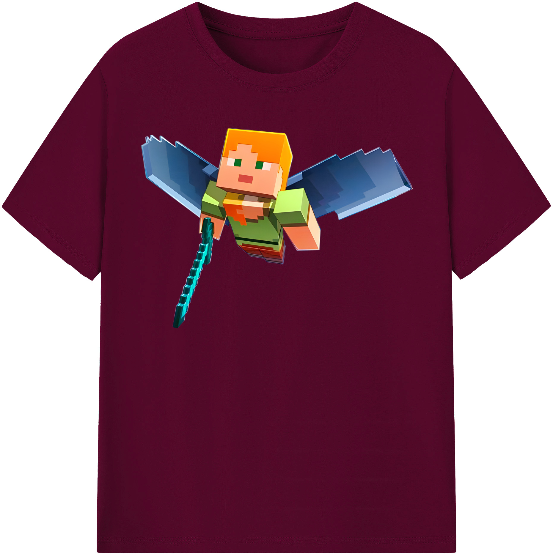 （画像用） マインクラフト ブロックの世界 Minecraft MC Block world レディースカジュアルプリントTシャツ（綿100％）